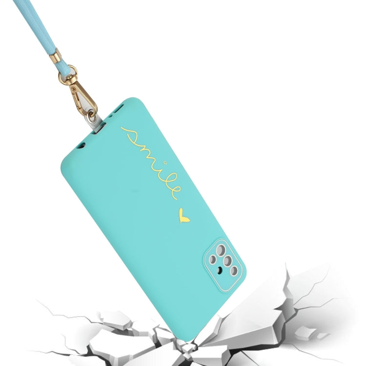 For Samsung Galaxy A71 4G Gilding Line TPU Phone Case with Strap