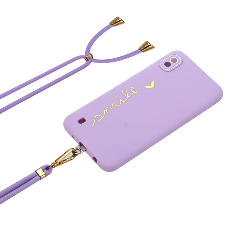 For Samsung Galaxy A10 Gilding Line TPU Phone Case with Strap