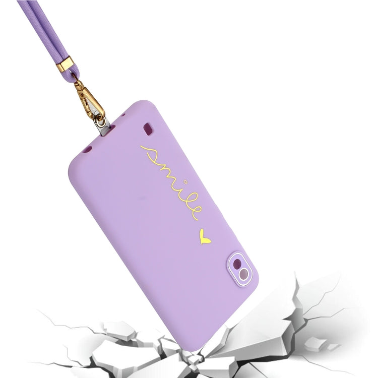 For Samsung Galaxy A10 Gilding Line TPU Phone Case with Strap