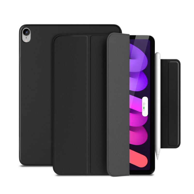 For iPad mini 6 3-fold Double-sided Clip Buckle Magnetic Smart Tablet Case(Black)