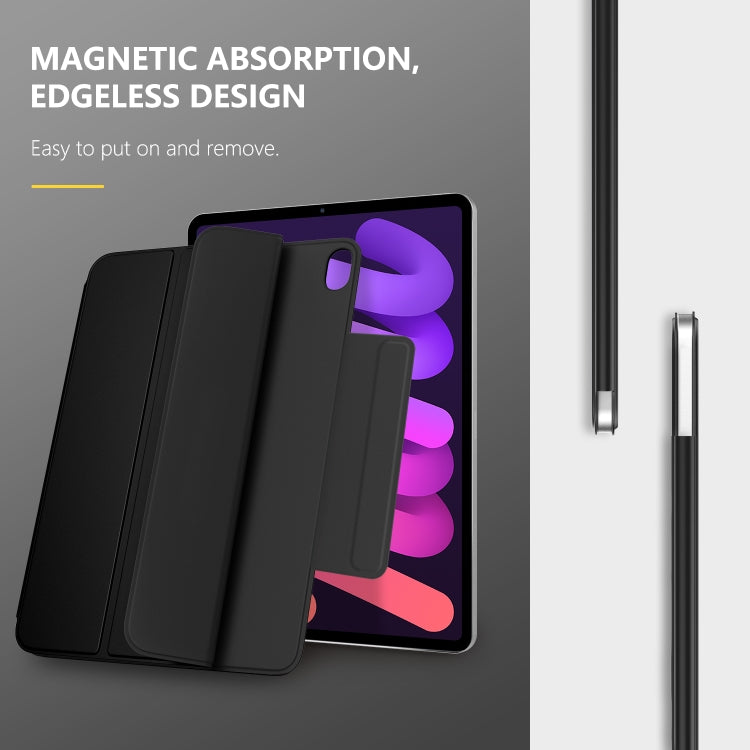 For iPad mini 6 3-fold Double-sided Clip Buckle Magnetic Smart Tablet Case(Black)