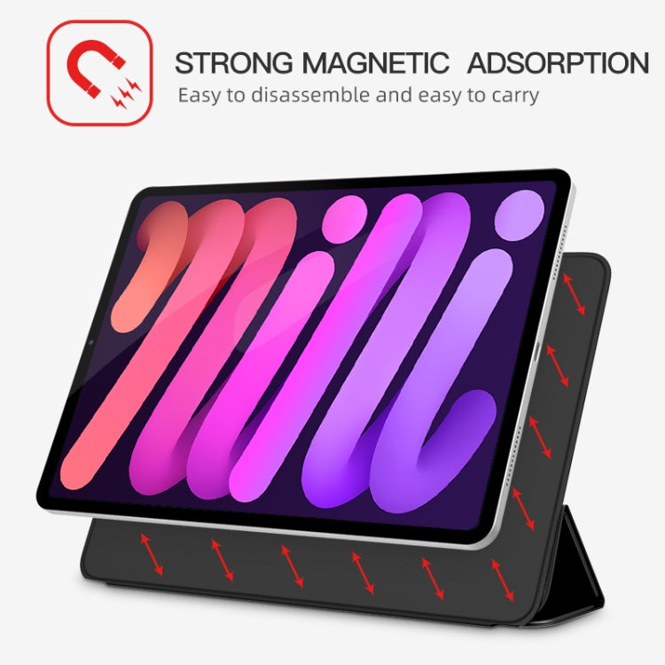 For iPad mini 6 3-fold Double-sided Clip Buckle Magnetic Smart Tablet Case(Black)