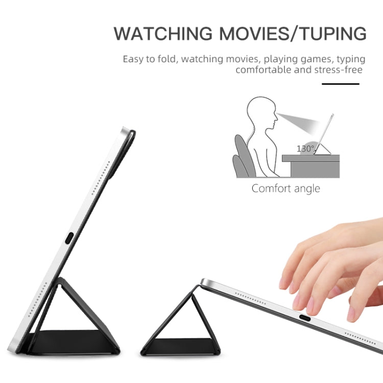 For iPad mini 6 3-fold Double-sided Clip Buckle Magnetic Smart Tablet Case(Black)