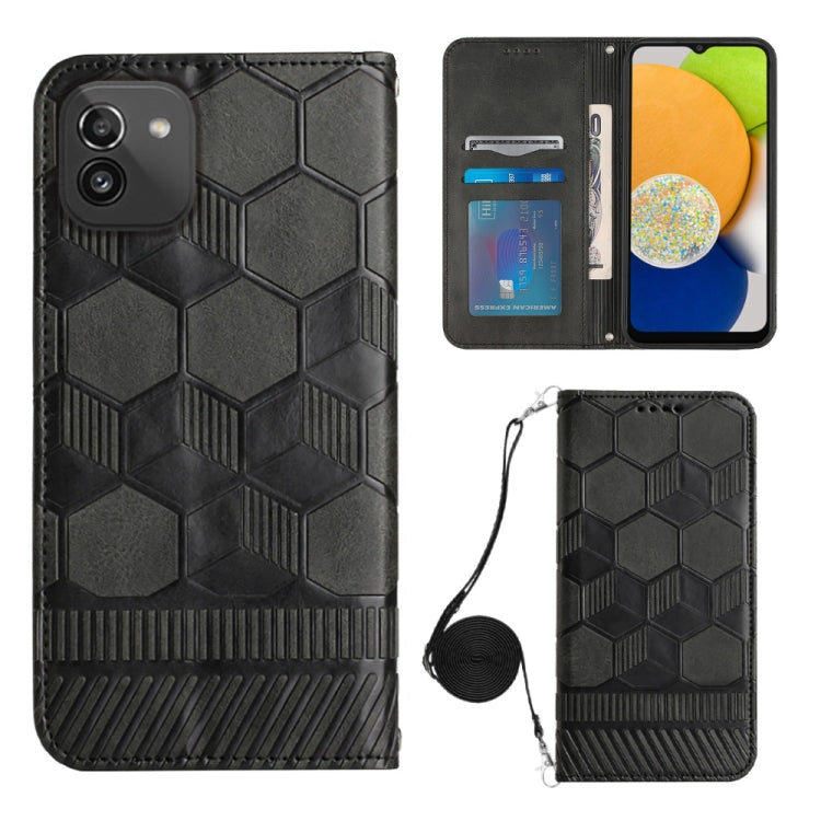 For Samsung Galaxy A03 164mm Crossbody Football Texture Magnetic PU Phone Case