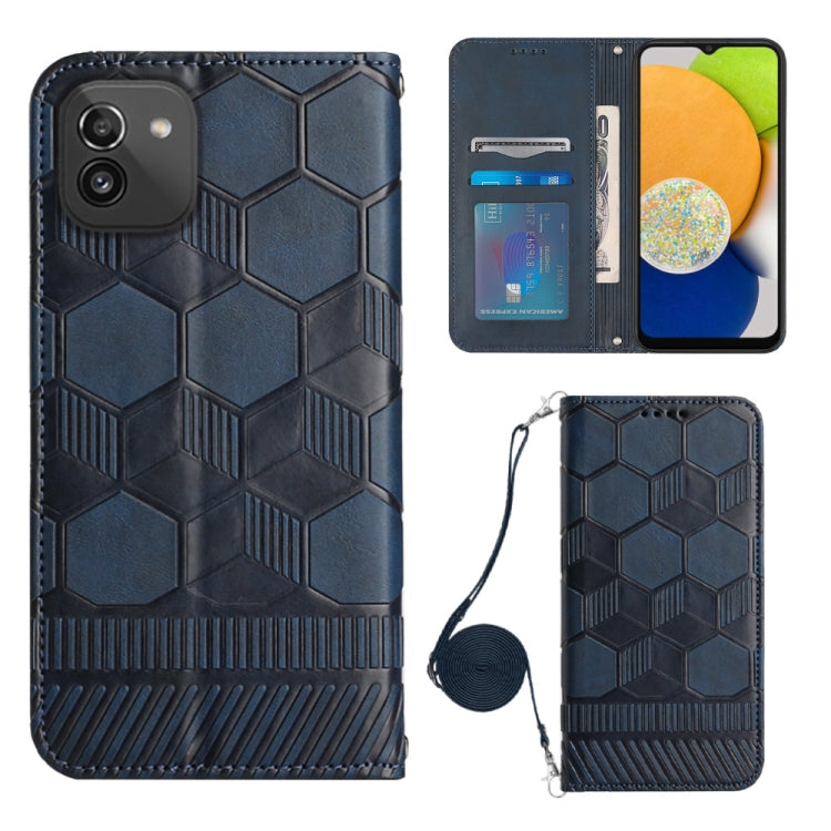 For Samsung Galaxy A03 164mm Crossbody Football Texture Magnetic PU Phone Case