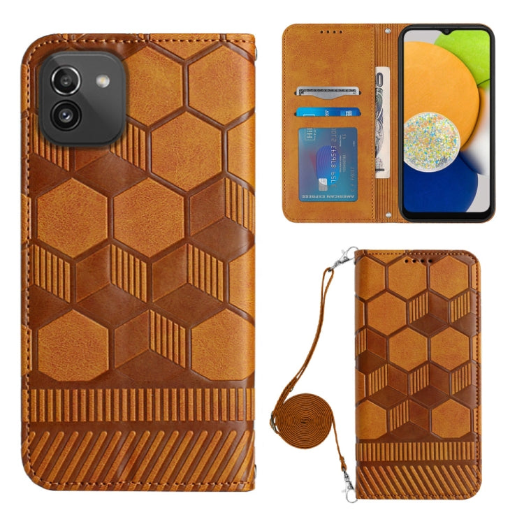 For Samsung Galaxy A03 164mm Crossbody Football Texture Magnetic PU Phone Case