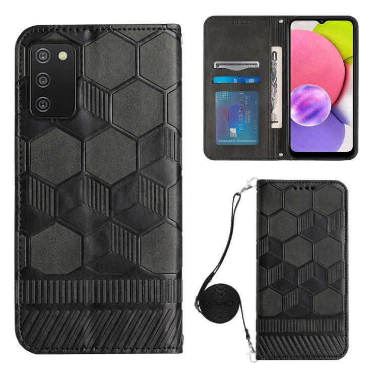 For Samsung Galaxy A03S 164mm India Crossbody Football Texture Magnetic PU Phone Case