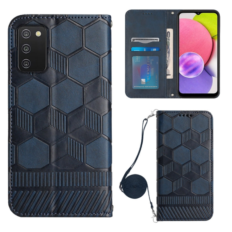 For Samsung Galaxy A03S 165.8mm US Crossbody Football Texture Magnetic PU Phone Case