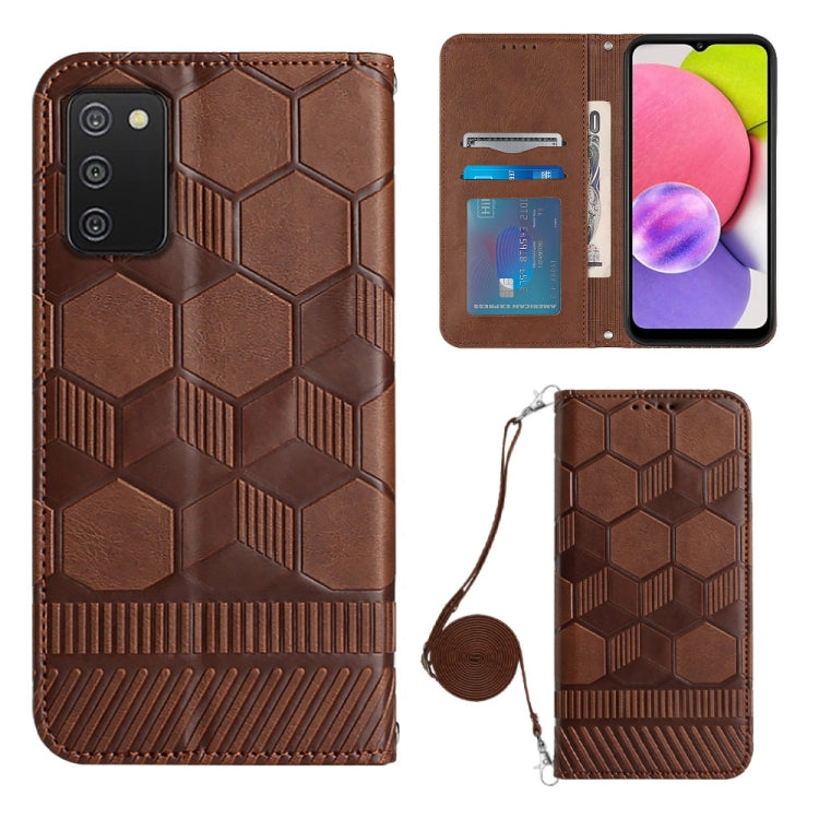 For Samsung Galaxy A03S 165.8mm US Crossbody Football Texture Magnetic PU Phone Case