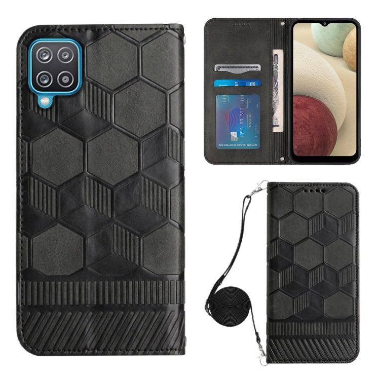 For Samsung Galaxy A12 5G/M12/F12 Crossbody Football Texture Magnetic PU Phone Case