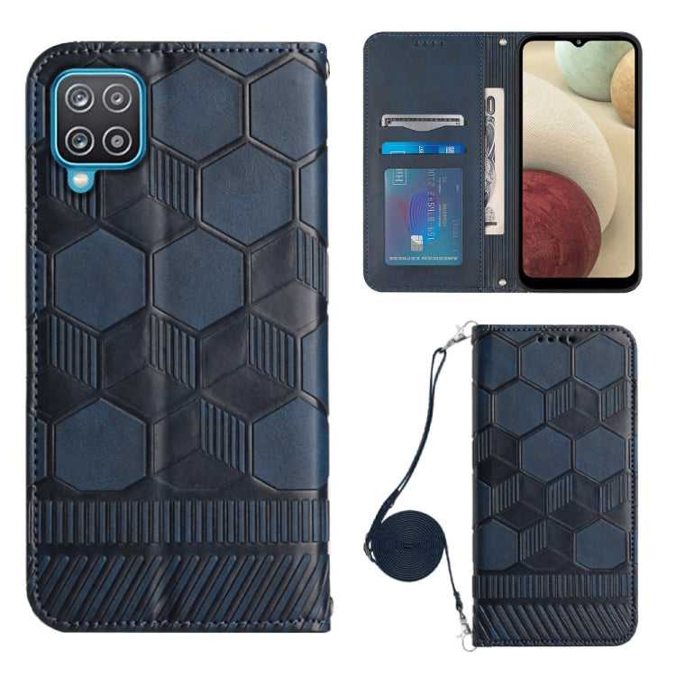 For Samsung Galaxy A12 5G/M12/F12 Crossbody Football Texture Magnetic PU Phone Case