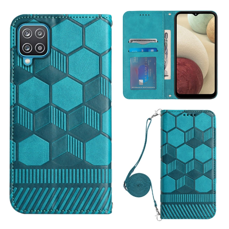 For Samsung Galaxy A12 5G/M12/F12 Crossbody Football Texture Magnetic PU Phone Case