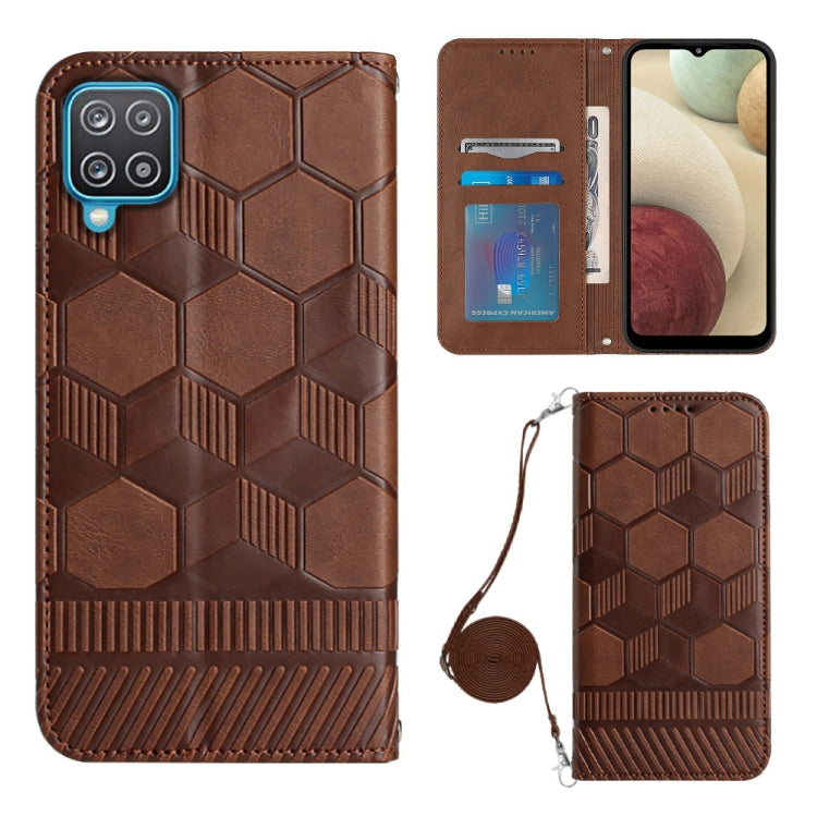 For Samsung Galaxy A12 5G/M12/F12 Crossbody Football Texture Magnetic PU Phone Case