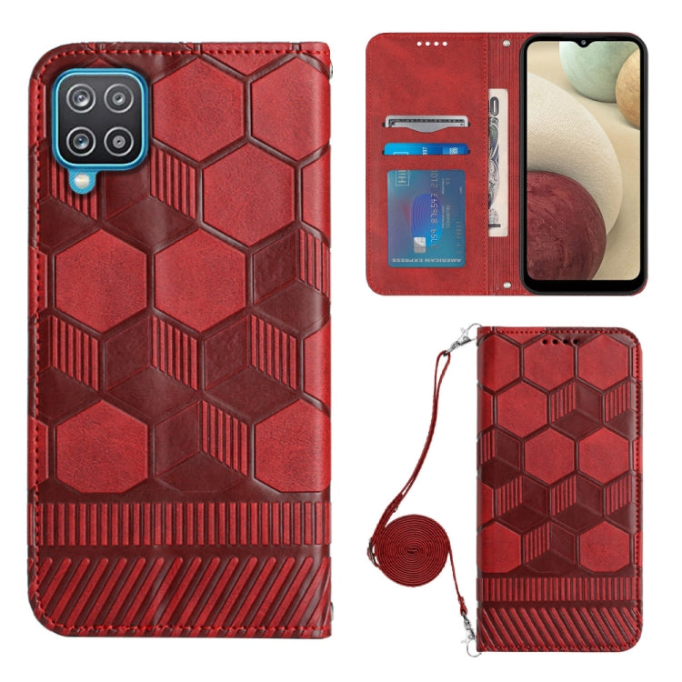 For Samsung Galaxy A12 5G/M12/F12 Crossbody Football Texture Magnetic PU Phone Case