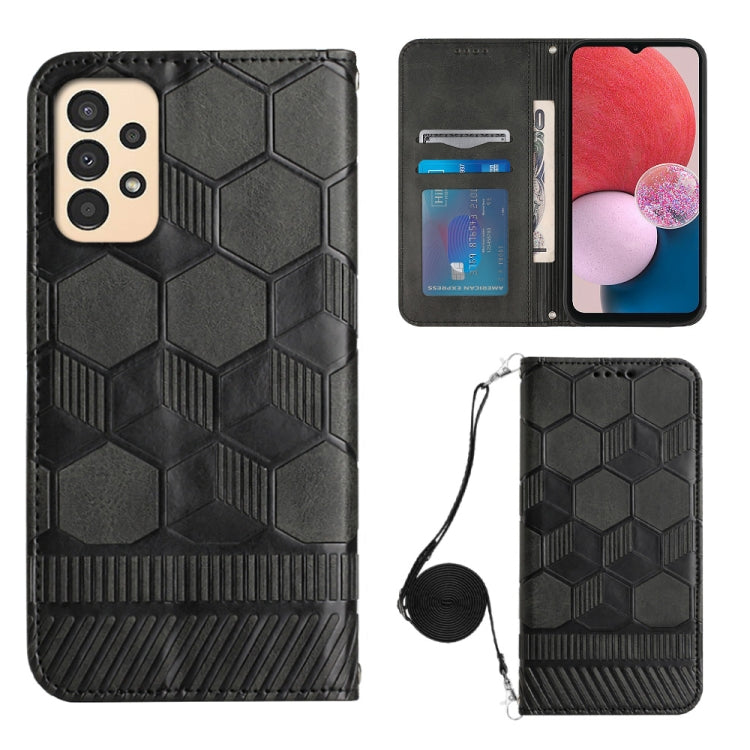 For Samsung Galaxy A13 4G Crossbody Football Texture Magnetic PU Phone Case