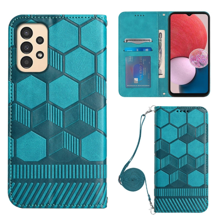 For Samsung Galaxy A13 4G Crossbody Football Texture Magnetic PU Phone Case