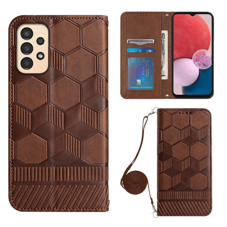 For Samsung Galaxy A13 4G Crossbody Football Texture Magnetic PU Phone Case
