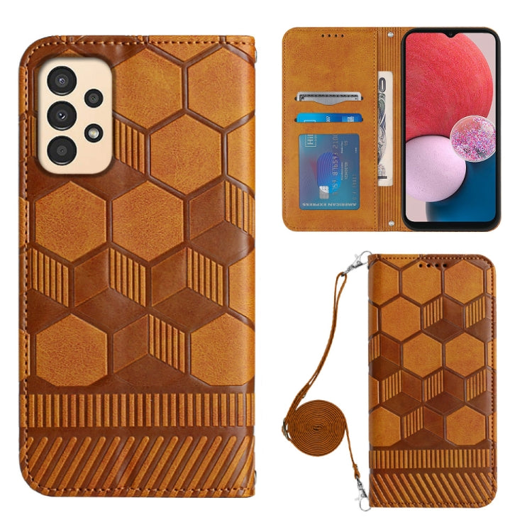 For Samsung Galaxy A13 4G Crossbody Football Texture Magnetic PU Phone Case