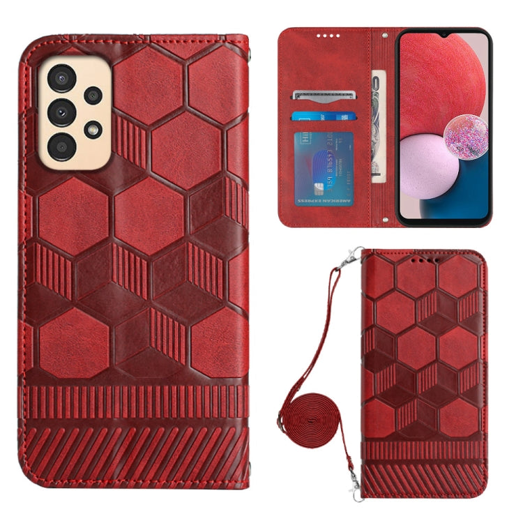 For Samsung Galaxy A13 4G Crossbody Football Texture Magnetic PU Phone Case