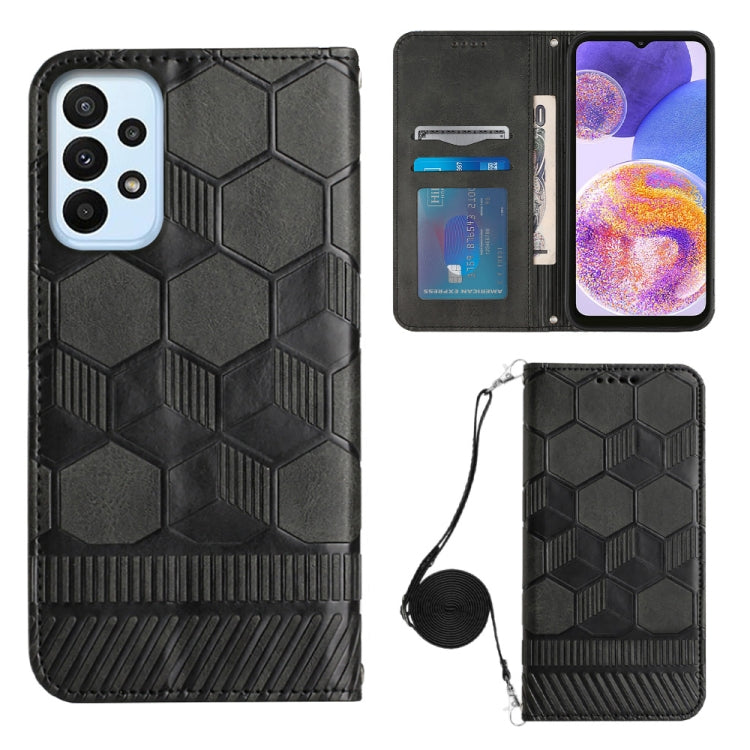 For Samsung Galaxy A23 5G Crossbody Football Texture Magnetic PU Phone Case