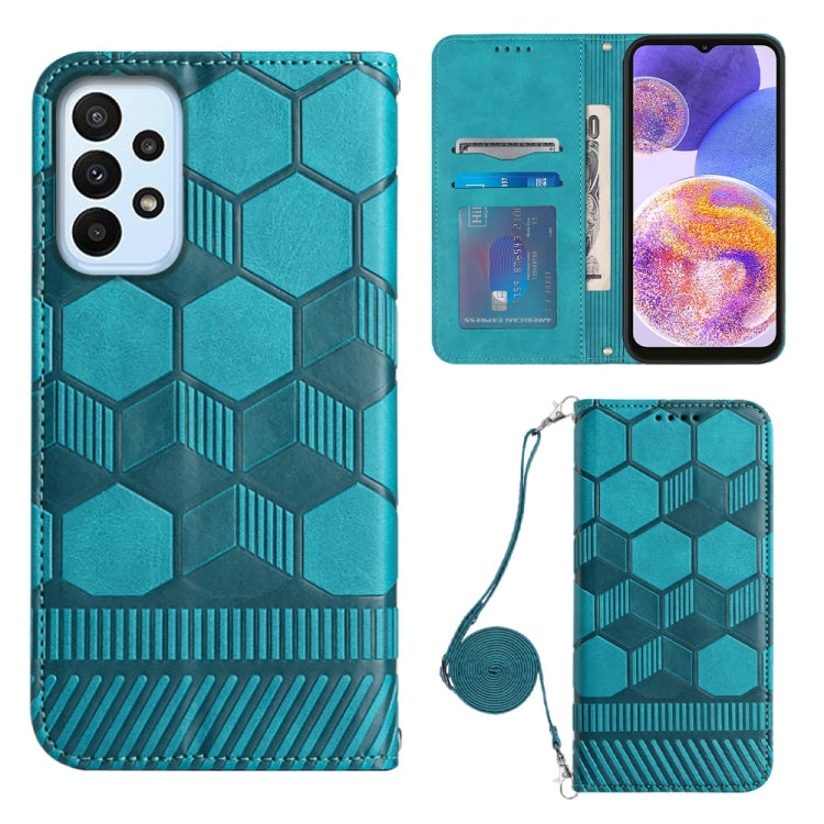 For Samsung Galaxy A23 5G Crossbody Football Texture Magnetic PU Phone Case