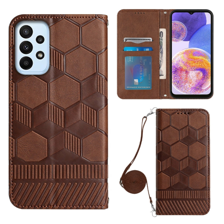 For Samsung Galaxy A23 5G Crossbody Football Texture Magnetic PU Phone Case