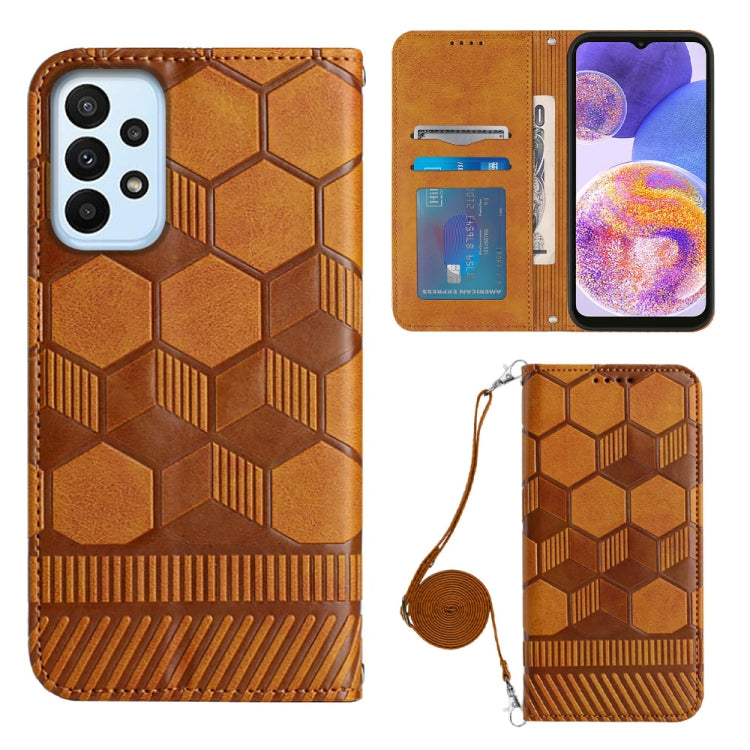 For Samsung Galaxy A23 5G Crossbody Football Texture Magnetic PU Phone Case