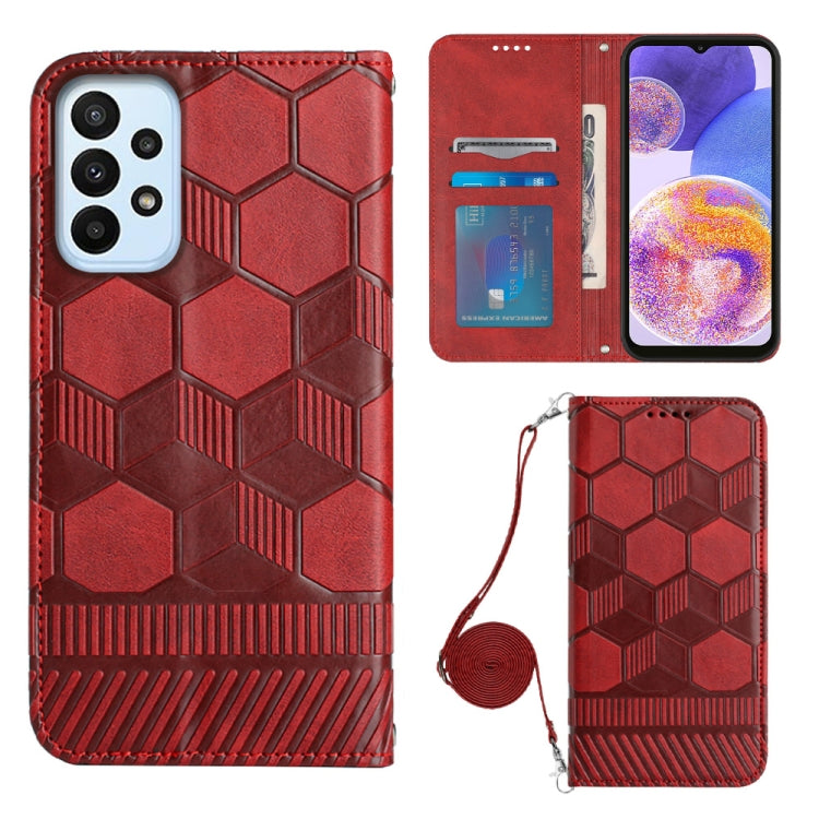 For Samsung Galaxy A23 5G Crossbody Football Texture Magnetic PU Phone Case