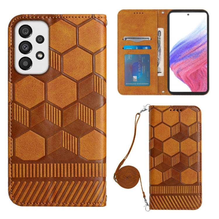 For Samsung Galaxy A53 5G Crossbody Football Texture Magnetic PU Phone Case