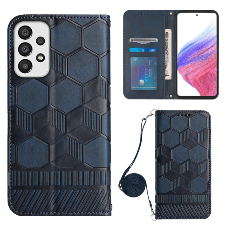 For Samsung Galaxy A73 5G Crossbody Football Texture Magnetic PU Phone Case