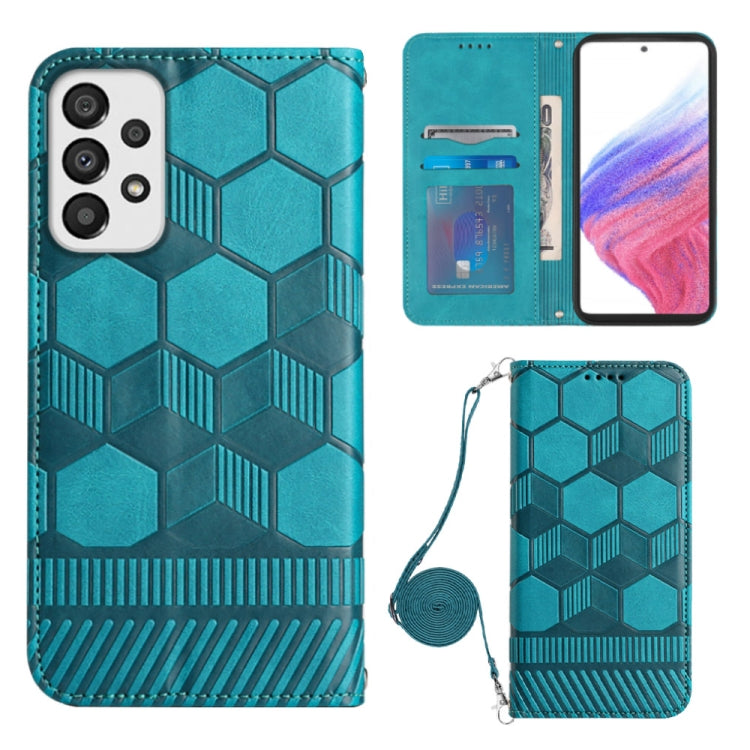 For Samsung Galaxy A73 5G Crossbody Football Texture Magnetic PU Phone Case