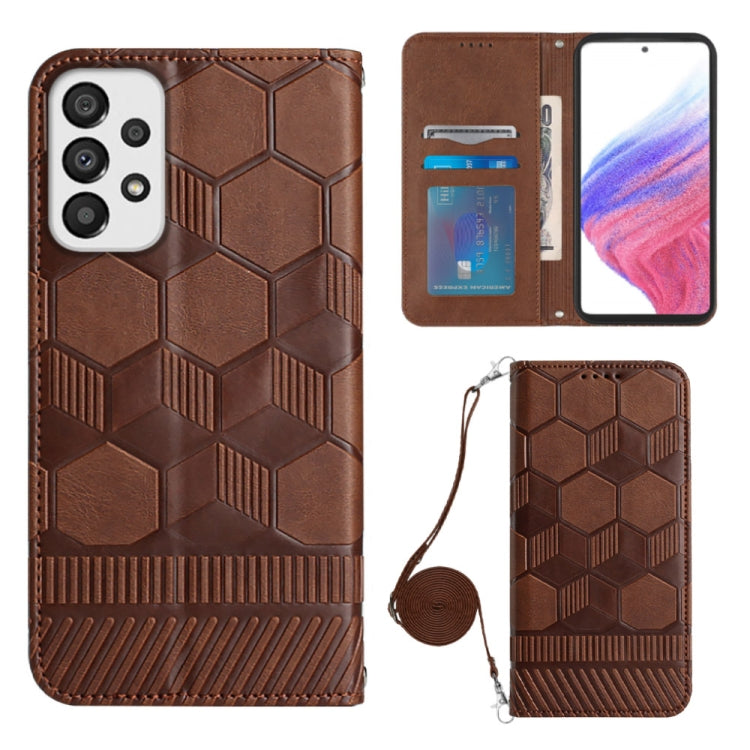 For Samsung Galaxy A73 5G Crossbody Football Texture Magnetic PU Phone Case