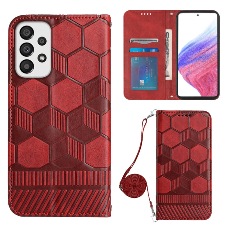 For Samsung Galaxy A73 5G Crossbody Football Texture Magnetic PU Phone Case