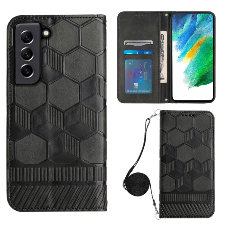 For Samsung Galaxy S21 FE 5G Crossbody Football Texture Magnetic PU Phone Case