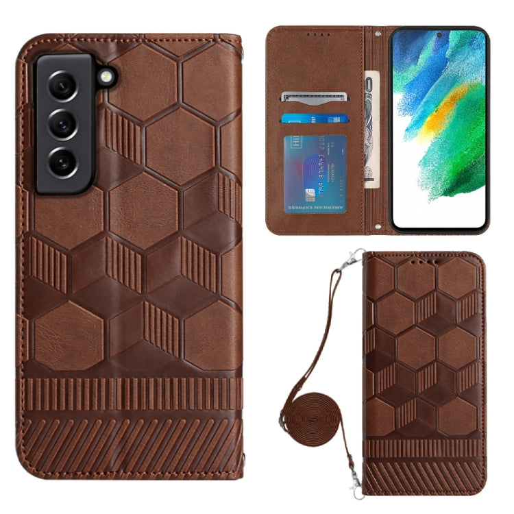 For Samsung Galaxy S21 FE 5G Crossbody Football Texture Magnetic PU Phone Case