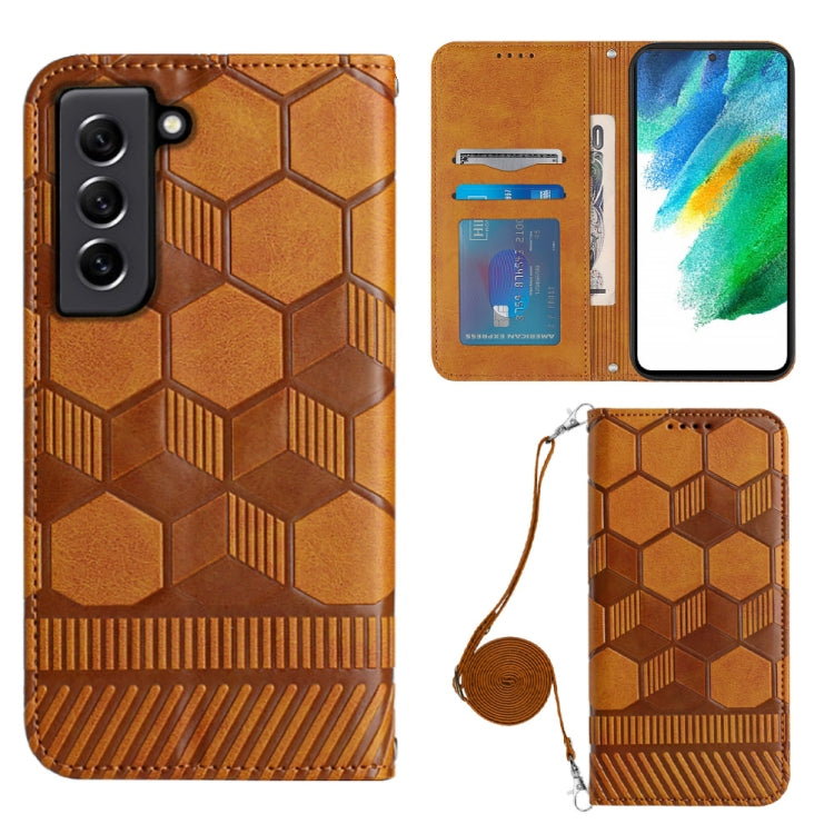 For Samsung Galaxy S21 FE 5G Crossbody Football Texture Magnetic PU Phone Case