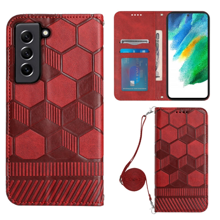 For Samsung Galaxy S21 FE 5G Crossbody Football Texture Magnetic PU Phone Case