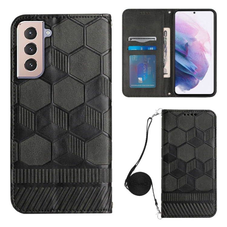 For Samsung Galaxy S21+ 5G Crossbody Football Texture Magnetic PU Phone Case