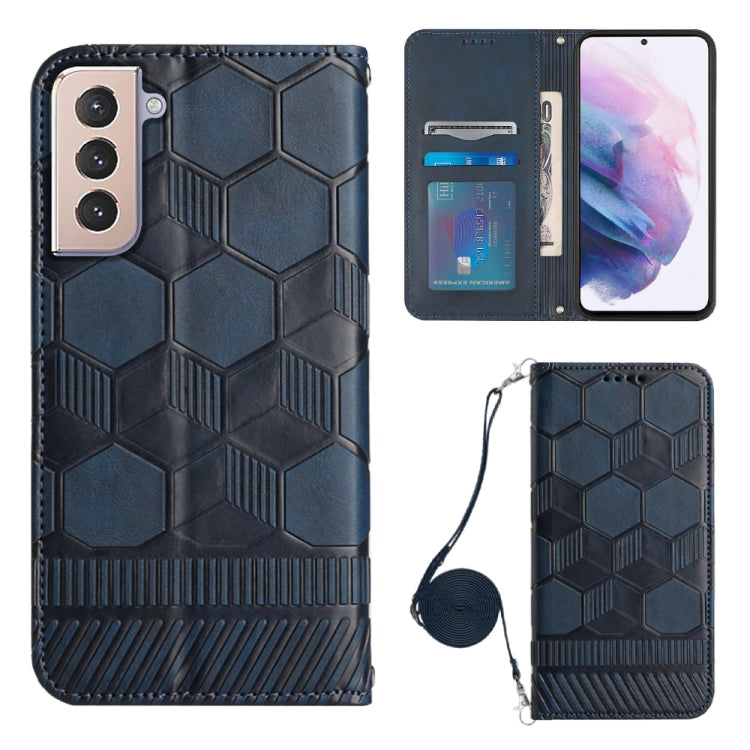 For Samsung Galaxy S21+ 5G Crossbody Football Texture Magnetic PU Phone Case