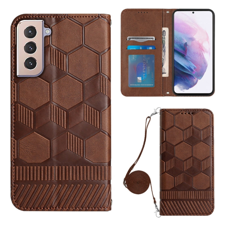 For Samsung Galaxy S21+ 5G Crossbody Football Texture Magnetic PU Phone Case