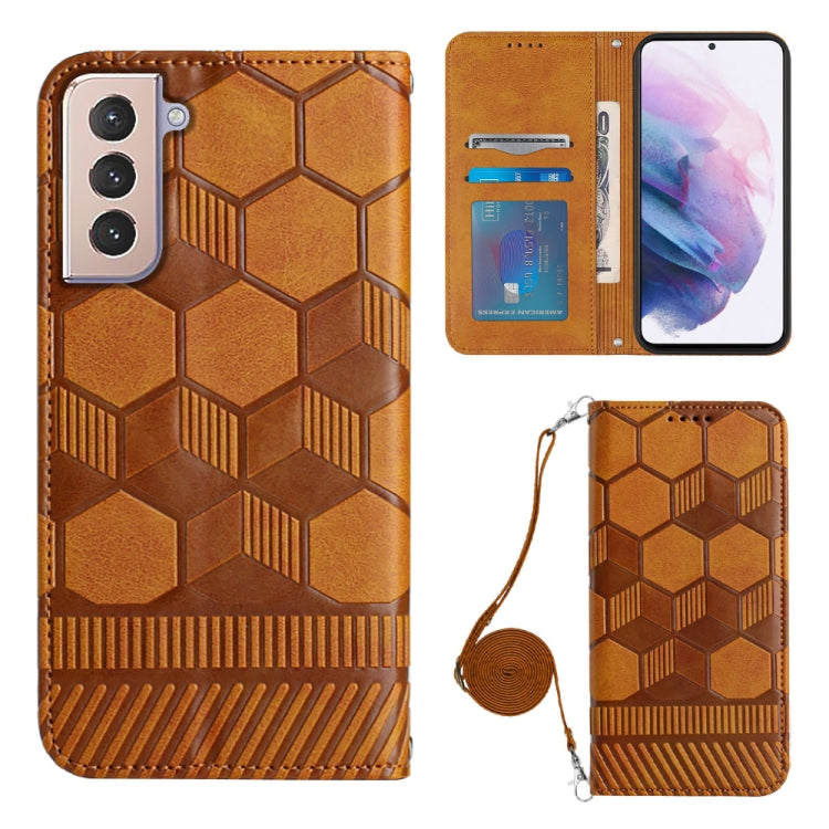 For Samsung Galaxy S21+ 5G Crossbody Football Texture Magnetic PU Phone Case
