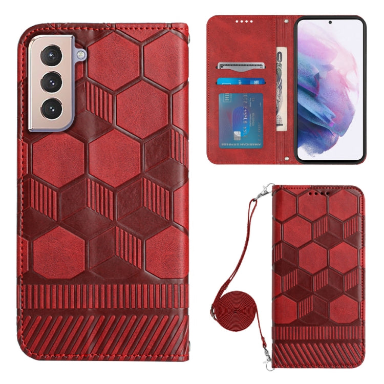 For Samsung Galaxy S21+ 5G Crossbody Football Texture Magnetic PU Phone Case