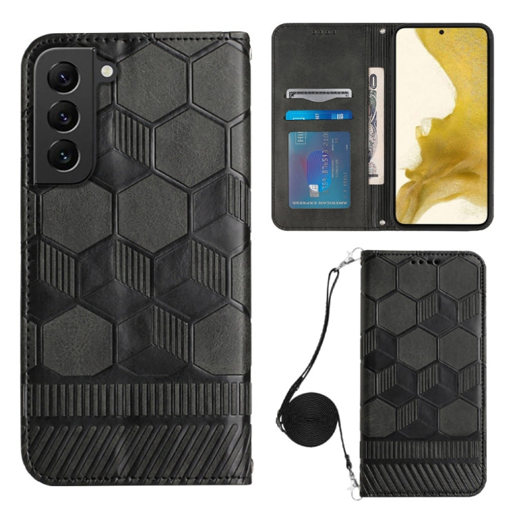 For Samsung Galaxy S22+ 5G Crossbody Football Texture Magnetic PU Phone Case