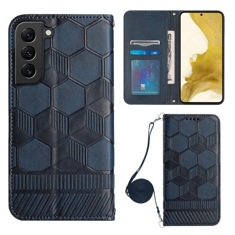 For Samsung Galaxy S22+ 5G Crossbody Football Texture Magnetic PU Phone Case