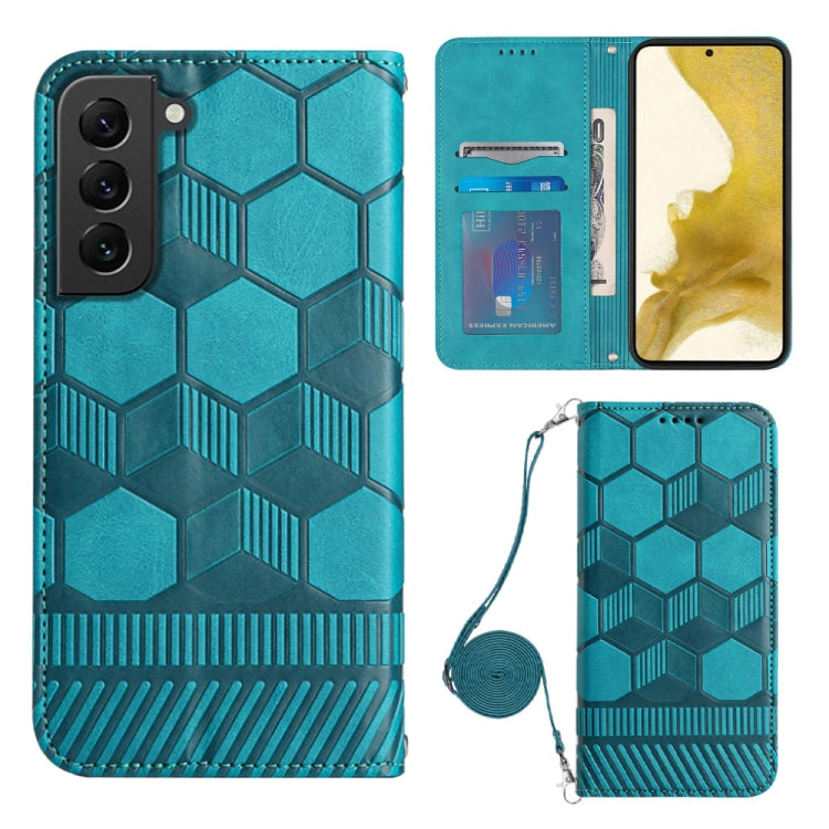 For Samsung Galaxy S22+ 5G Crossbody Football Texture Magnetic PU Phone Case
