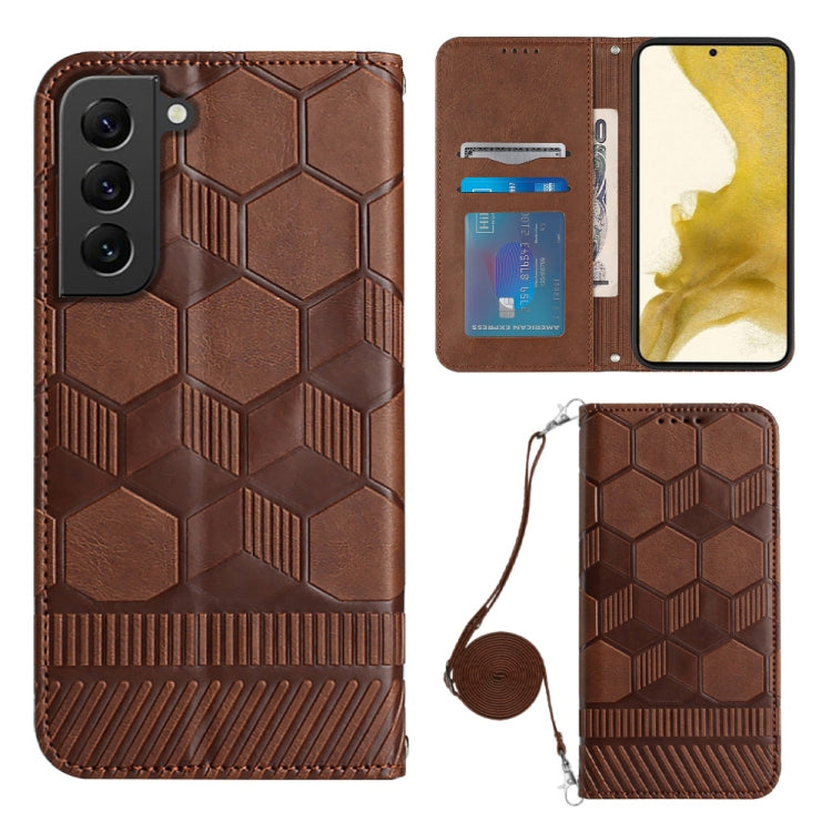For Samsung Galaxy S22+ 5G Crossbody Football Texture Magnetic PU Phone Case