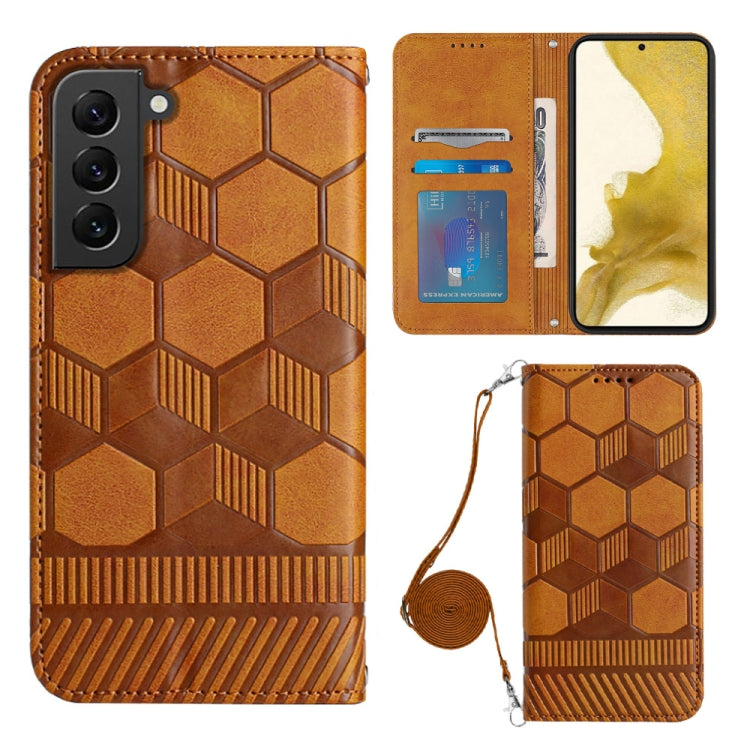 For Samsung Galaxy S22+ 5G Crossbody Football Texture Magnetic PU Phone Case