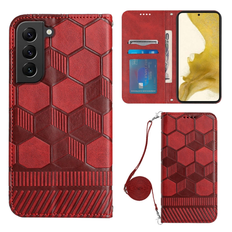 For Samsung Galaxy S22+ 5G Crossbody Football Texture Magnetic PU Phone Case
