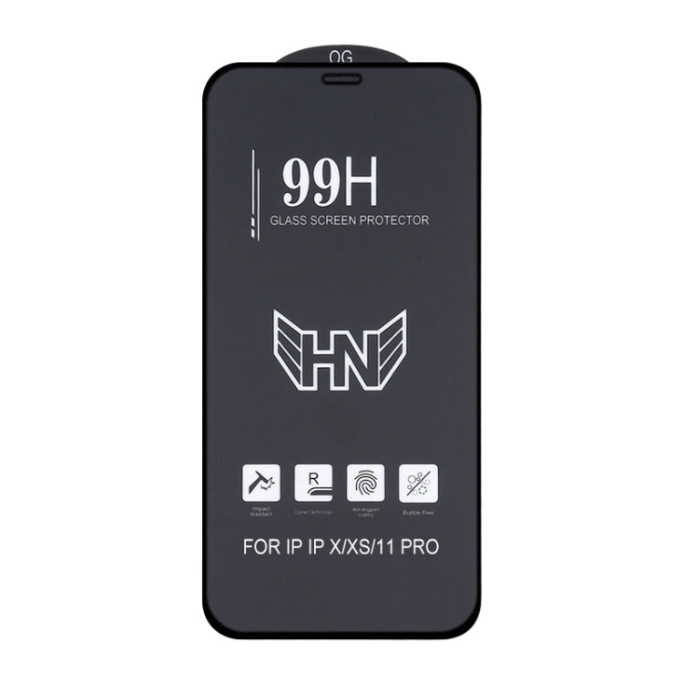 For iPhone 11 Pro / XS / X High Aluminum Large Arc Full Screen Tempered Glass Film