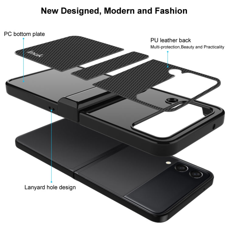 For Samsung Galaxy Z Flip4 5G IMAK Ruiyi Series Carbon Fiber PU + PC Phone Case(Black)